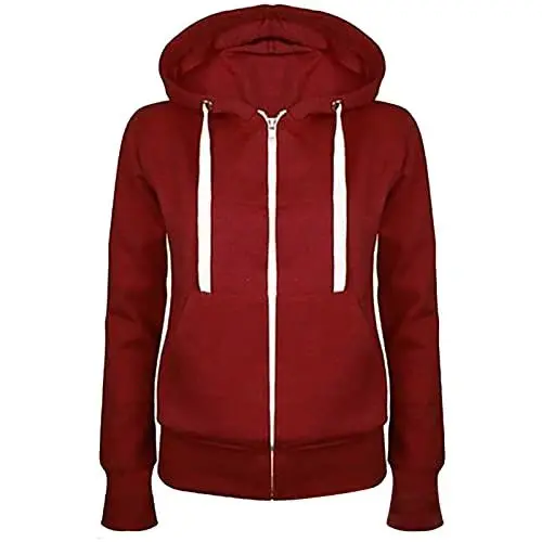 Produktbild: HOOUDO Sweatjacke Damen Hoodie Kapuzenpullover Reissverschluss Sweatshirt Jacke mit Taschen Casual Langarm Übergangsjacke Kapuzenjacke Einfarbiges Verkürztes Baumwolle Sweatshirt Trainingsjacke