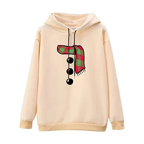 Produktbild: HOOUDO Sweatshirt Damen Mit Kapuze Druck-Langarm-Pullover mit Kapuze Hausjacke Damen (Khaki, XXXL)