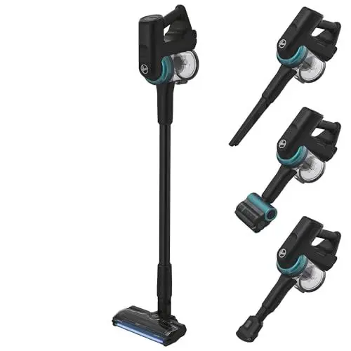 Produktbild: Hoover 360° beweglicher Akku Staubsauger mit Tierhaar-Düse & LED, Staubsauger kabellos für alle Bodenarten, Bodendüse mit Anti-Twist gegen Verheddern von eingesaugten Haaren, 1200 POWERTIME (HF410P)