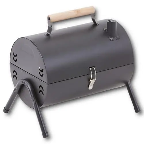 Produktbild: HOOZ Klappbarer Edelstahl Holzkohlegrill mit Deckel Schwarz - mobiler Holzkohle Klappgrill perfekt für Barbecue, Camping, Picknick und Festival - für Holzkohle und Briketts - Outdoor Kohlegrill