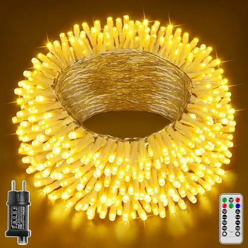 Produktbild: Hopexy Lichterkette außen outdoor 10M 100 LED innen mit Fernbedienung Timer, IP44 wasserdicht 8 Modi Lichterkette aussen für Innen Garten Balkon Hochzeit Schlafzimmer Camping(warmweiß)