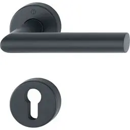 Produktbild: HOPPE 12033236 PZ, Drückergarnitur Amsterdam-auf Rosette, Edelstahl schwarz matt