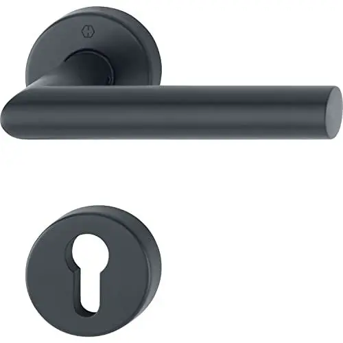 Produktbild: HOPPE 12033236 PZ, Drückergarnitur Amsterdam-auf Rosette, Edelstahl schwarz matt