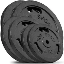 Produktbild: Hop-Sport 60 kg Gusseisen Hantelscheiben 30mm - Guss Gewichte Hantel Sets zur Auswahl - 30/31 mm Bohrung (2x15 + 2x10 + 2x5)