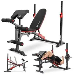 Produktbild: Hop-Sport HS-1095 verstellbare Hantelbank mit Langhantel-Ablage und Curlpult - Trainingsbank für Bankdrücken