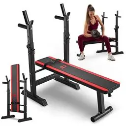 Produktbild: Hop-Sport Hantelbank 1080 Flachbank mit Hantelablage Drückerbank Trainingsbank klappbar