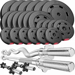 Produktbild: Hop-Sport Hantelset 125 kg 1x Langhantel-Stange, 1x SZ Curl-Stange, 2x Kurzhanteln, Gewichte 6x10kg / 6x5kg / 4x2,5kg / 6x1,25kg