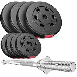 Produktbild: Hop-Sport Hantelset 37 kg Langhantel-Stange Hantelcheiben 4 x 5 kg·· 4 x 2,5 kg