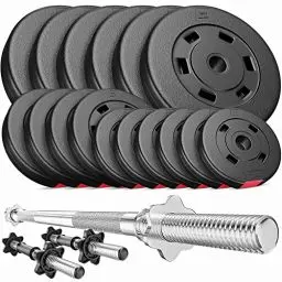 Produktbild: Hop-Sport Hantelset 58 kg, 1x Langhantel, 2x Kurzhanteln, Hantelscheiben 30 mm: 6x5 /4x2,5 /6x1,25kg