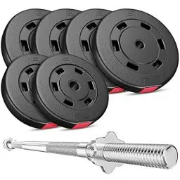 Produktbild: Hop-Sport Hantelset 59 kg Langhantel-Stange Hantelcheiben 4x10 kg + 2x5 kg