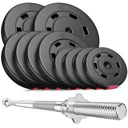 Produktbild: Hop-Sport Hantelset 59 kg Langhantel-Stange Hantelcheiben Set 2x10 kg + 4x5 kg + 4x2,5 kg