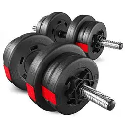 Produktbild: Hop-Sport Kurzhanteln 2er Set - Hanteln Set - Gewichte 20kg / 40kg - Hantelstange 30mm mit Sternverschlüssen, gerändelt (2 x 10 kg)