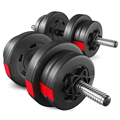 Produktbild: Hop-Sport Kurzhanteln 2er Set - Hanteln Set - Gewichte 20kg / 40kg - Hantelstange 30mm mit Sternverschlüssen, gerändelt (2 x 10 kg)
