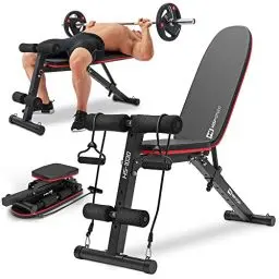 Produktbild: Hop-Sport klappbare Hantelbank HS-1030 mit Beinfixierung - verstellbare Trainingsbank für Bankdrücken oder Sit-ups