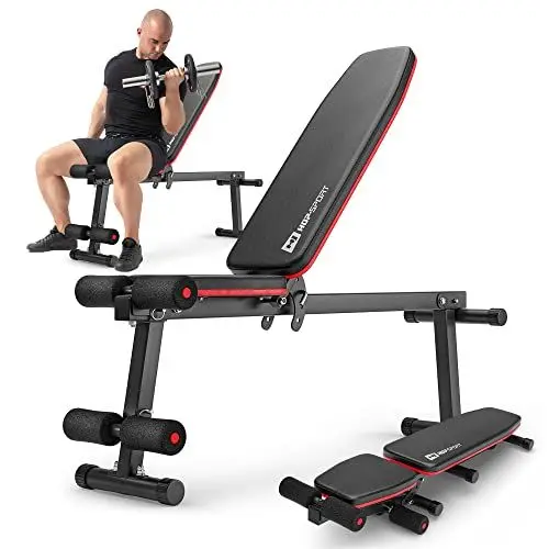 Produktbild: Hop-Sport multifunktions Hantelbank HS-1010 – verstellbare Schrägbank & Flachbank für Bankdrücken und Ganzkörpertraining
