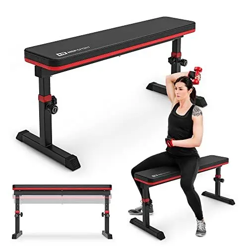 Produktbild: Hop-Sport HS-1025 Pro verstellbare Hantelbank – multifunktionale Trainingsbank 3-fach höhenverstellbar bis 200 kg für Zuhause Homegym mit extra Polsterung