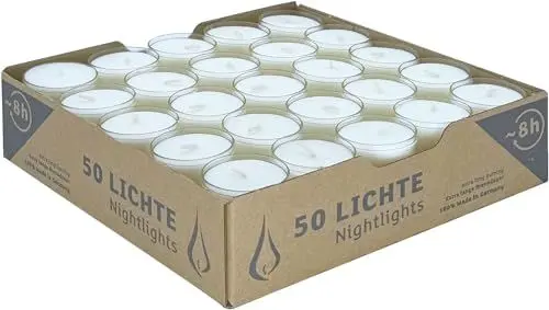 Produktbild: Horeca Candles - Theelichter Transparente Hülle - 8 Stunden Brenndauer - Weiß - 50 Stück Klar Teekerzen - Ohne Duft - Kerzen in Durchsichtigem Behälter