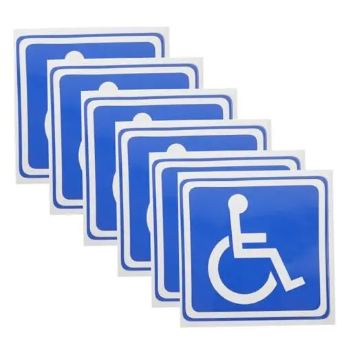 Produktbild: HORIALENCE 6Blätter Aufkleber Behindertes Parkschild für Auto Selbstklebende Rollstuhlsymbole für Innen und Außenanbringung für Mehrere Fahrzeuge