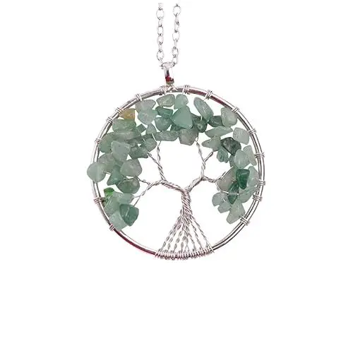Produktbild: HORIALENCE Halskette Mit Natürlichem Aventurin Anhänger Naturstein Glücksbaum Kreativer Schmuck Für Damen Und Mädchen Grün