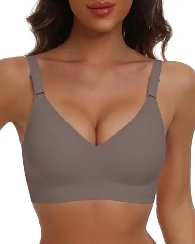 Produktbild: HORISUN Bequemer, Nahtloser BH mit vollständiger Abdeckung für Damen, kabellose BHS mit weicher Unterstützung, Normale und große Größen (Kaffee 2XL)