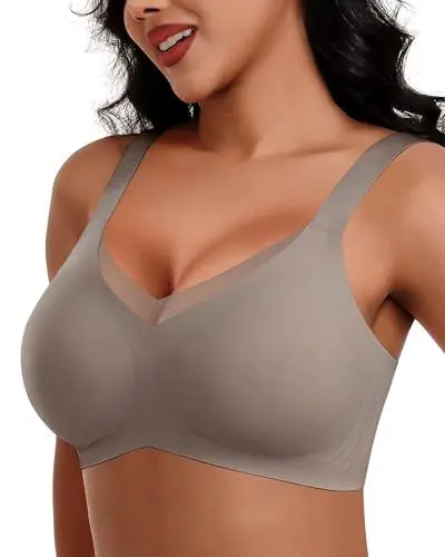 Produktbild: HORISUN Drahtlose Push-up-BHS, Bequeme, Nahtlose, unterstützende BHS, vollständig bedeckender BH, BHS in Übergröße für Damen (Braun XL)