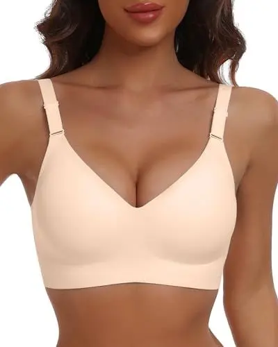 Produktbild: HORISUN bügelloser Nahtloser BH für Damen, T-Shirt-BH mit voller Abdeckung und weichem Halt, Normalgröße und Übergröße (Hautfarben L)