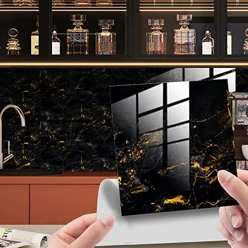 Produktbild: HORIWE Fliesenaufkleber Marmorierung 15x15cm Wandfliese Aufkleber 20 Stück PVC Fliesensticker Fliesen Folie Selbstklebende Tapete Wasserdicht Wandaufkleber für Küche, Schrank, Möbel, Tisch