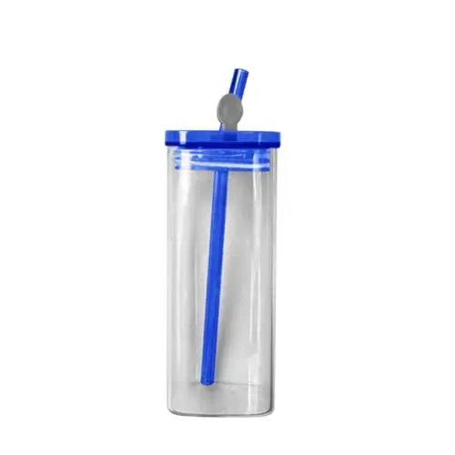 Produktbild: Horizontales thermostabiles Glas mit hohem Profil und abgedeckter Windung. mit quadratischer Öffnung für Milch, Kaffee, Saft Durchsichtige Kunststoffbecher Mit Gewölbten Deckeln (C, One Size)