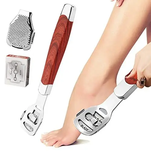 Produktbild: Hornhautentferner Hornhauthobel Hornhautraspel Hornhautfeile für Füße Pflege Pediküre Kit Tools, Metall Schaber mit 10 Klingen