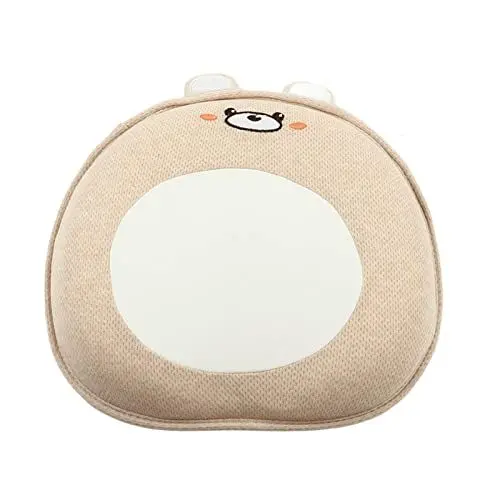 Produktbild: Horoper Babykissen, Atmungsaktiv, Starke Unterstützung, Schweißabsorption, Bequeme Kinderkissen für Autositz, Bett, Weich, Hypoallergen, Bezug aus Bio-Baumwolle,(25x24x3x1.5cm/9.84x9.44x0.6in-Braun)