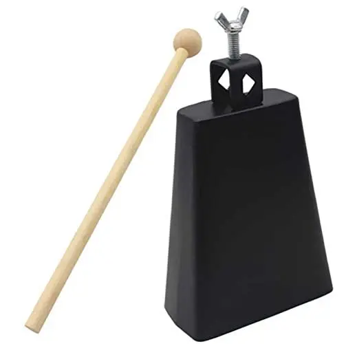 Produktbild: Horoper Kuhglocke, 6-Zoll-Metallschwarzes Kuhglocken-Trommelzubehör mit Stock, für Percussion-Enthusiasten