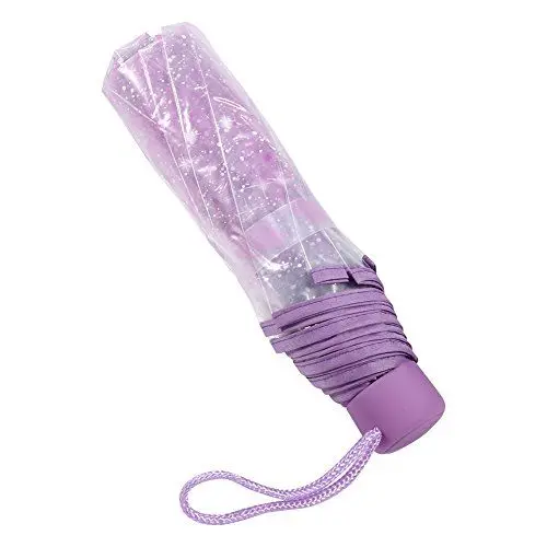 Produktbild: Horoper Regenschirm, Transparenter Taschenschirm, Modischer Prinzessinnenschirm Kirschblüte Vier Farben für Zuhause für Mädchen(Helles Lila)