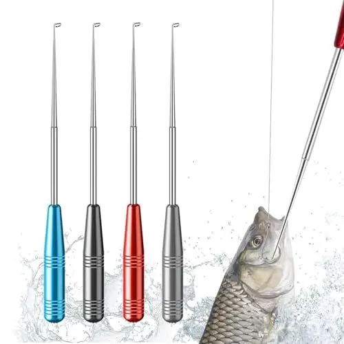 Produktbild: HORREX 4 Stücke Hakenlöser Angelzubehör Fishing Accessories Edelstahl Hakenlöser Fish Hook Remover Angeln Handlich und Praktisch Griff aus Silikon Mit Magnete Leicht zu Tragen im Freien