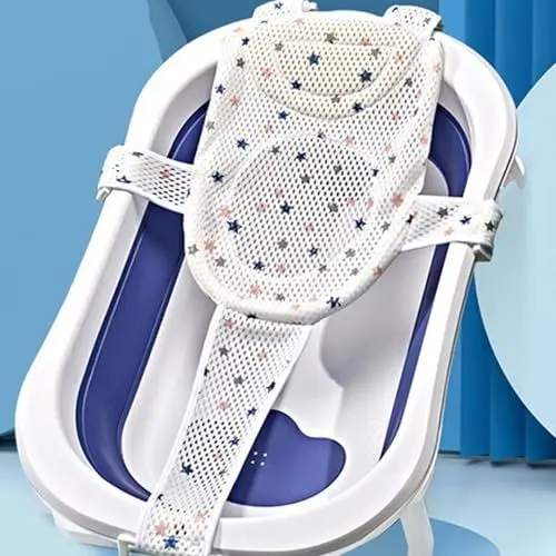 Produktbild: Badewannensitz Baby Einteilig Baby Badewanne Blau Weiß Babybadewanne Verstellbare Größe zur Anpassung an Verschiedene Badewannen Badewanne Baby Das Produkt enthält Kein Waschbecken