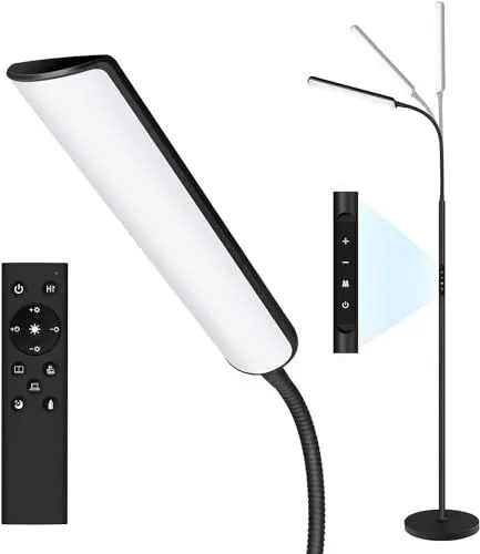 Produktbild: Horsdo LED Stehlampe, Dimmbar Stehleuchte Farbtemperatur und Helligkeit stufenlos einstellbar mit Fernbedienung und Touch Steuerung, 1H Timer und Memory-Funktion, für Wohnzimmer, Schlafzimmer