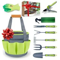 Produktbild: Hortem Gartengeräte - 9Stück Gartenwerkzeug Set Einschließlich Weeder, Gartenkelle, Handrechen, Handhacke, Strauchrechen, Grubber, Garten Handwerkzeuge mit für Männer Frauen