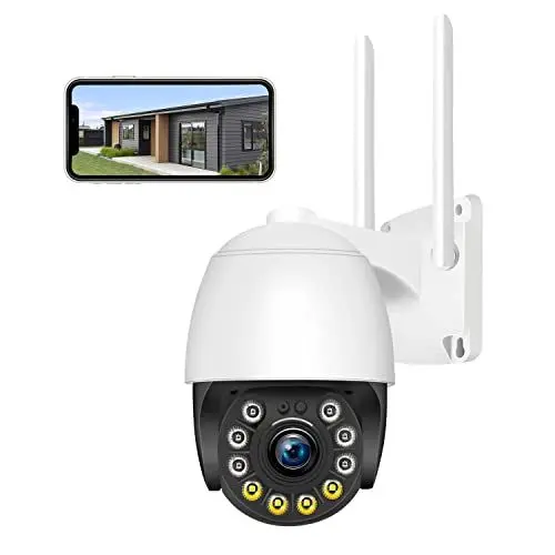 Produktbild: HOSAFE.COM Überwachungskamera Außen WLAN, 360 Grad Kamera Überwachung Aussen, 1080P Infrarot Farbe Nachtmodus, Verfolgung der Bewegungserkennung, IP66 wasserdicht, Alarmmeldung, Zwei Wege Audio