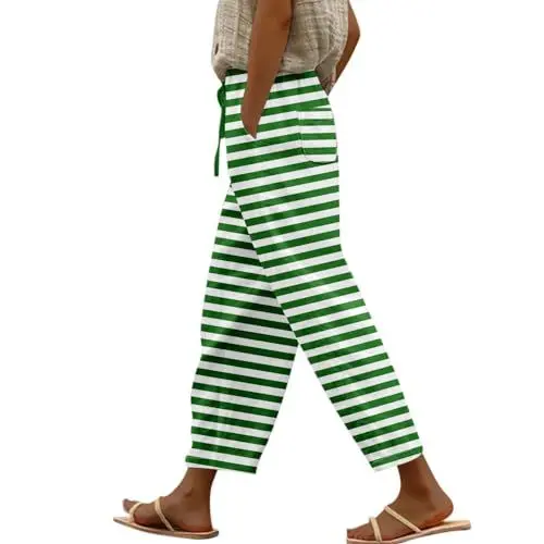 Produktbild: Hose Damen Sommer Baggy Hose Damen Lockere Hosen Damen Damen Baumwoll Leinen Hose Damen Hosen Bequem Dünne Sommerhose Damen Karottenhose Damen Luftige Sommerhose Damen Leinenhose