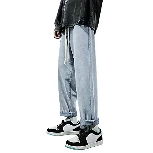 Produktbild: Hose Herren Patchwork Farbblock Jeans Straight Leg Denim Jeans Retro Lose Hose Jogginghose Streetwear für Männer Jeans Herren Breit MäNner Hosen Schwarze Jeans Herren Slim Fit Stretch