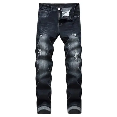 Produktbild: Hose Herren Patchwork Farbblock Jeans Straight Leg Denim Jeans Retro Straight Hose Jogginghose Streetwear für Männer arbeitshose jeans herren designer jeans herren herren jeans regular fit schwarz
