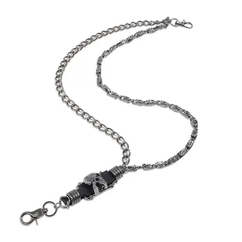 Produktbild: Hose Kette, Punk Hosenkette schwarz Gothic Kette Doppelschicht Jeans Brieftasche Kette Mode Hip Hop Gürtel Kette für Männer Frauen