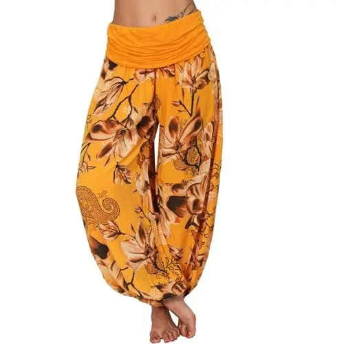 Produktbild: Hose Oben Eng Unten Weit Damen Jeans Damen Damen Haremshose mit hoher Taille und weitem Bein in Übergröße Schwarze Elegante Hose Damen Plissee Hose (Orange, XXXXL)