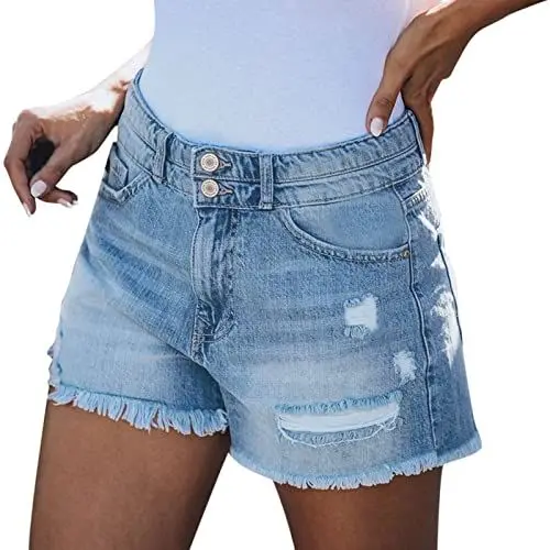 Produktbild: Hose Schwarz Damen High Waist Weites Bein Damen Lässige Denim-Jeans für Damen, elastisch, mittlere Taille, Klassische Blaue Taschen, Kurze Jeans Hosen Damen Grosse GröSsen 56 Weites (Light Blue, XL)