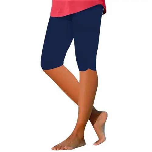 Produktbild: Hose Winter Damen Thermounterhose Damen Winter Capri-Leggings für Damen, knielange Capri-Leggings, Kurzhose, lässige, solide, Bequeme Capris Fleece Hose Damen Thermohosen Für Damen (Navy, XXL)