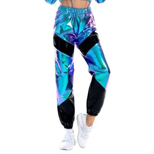 Produktbild: Hosen Damen Hose Mit Gummizug Und Seiten Tasche Schrittlänge Jogger High Lange elastische (A-Blue, XXL)