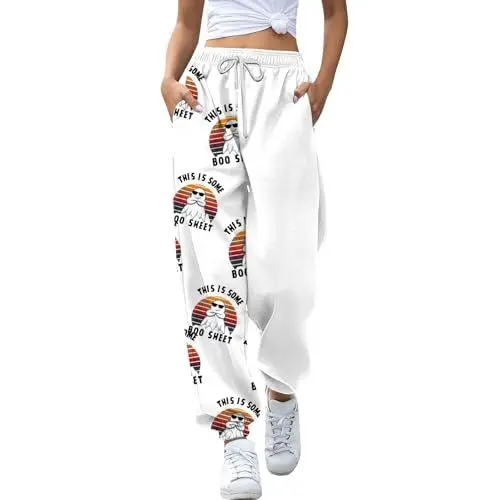 Produktbild: Hosen Damen Hose weiß Damen Sport Hose Damen hip hop Hose Baggy mädchen sportmode Damen Damen joging Hose Jogginganzug Halloween Haremshose Damen
