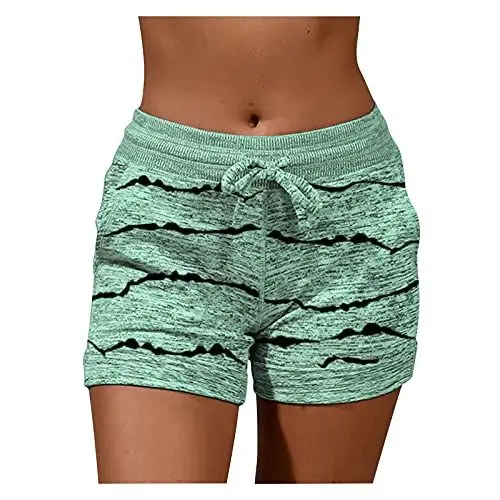 Produktbild: Hosen Damen Lockere Kurze Hosen lässige Frauen mit Bandagehose mit Druckhose Hosen Damen (Green, XL)