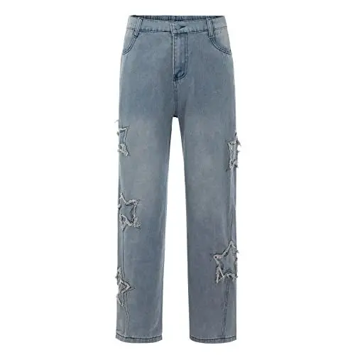 Produktbild: Hosen Herren Elegant Herrenmodemarke High Street Washed Old Loose Fashion Casual Jeans Segelbekleidung Herren Hosen (Blue, M)