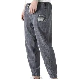 Produktbild: Hosen Herren Lang Leicht Freizeithose Loose Fit Casual Sommerhose Jogginghose Herren Einfarbig Baumwolle Elastische Taille mit Taschen für Urlaub Strand Alltag Lightning Deals Grau XXL