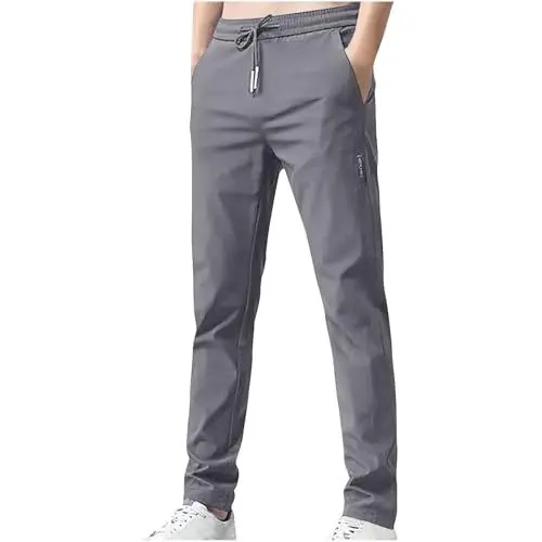 Produktbild: Hosen Herren Lang Jogginghose Leicht Sporthose 2025 Sommer Freizeithose Loose Sommerhose Einfarbig Hose Baumwolle Stoffhose mit Tunnelzug und Taschen Outlet Angebote 01 Dunkelgrau XL